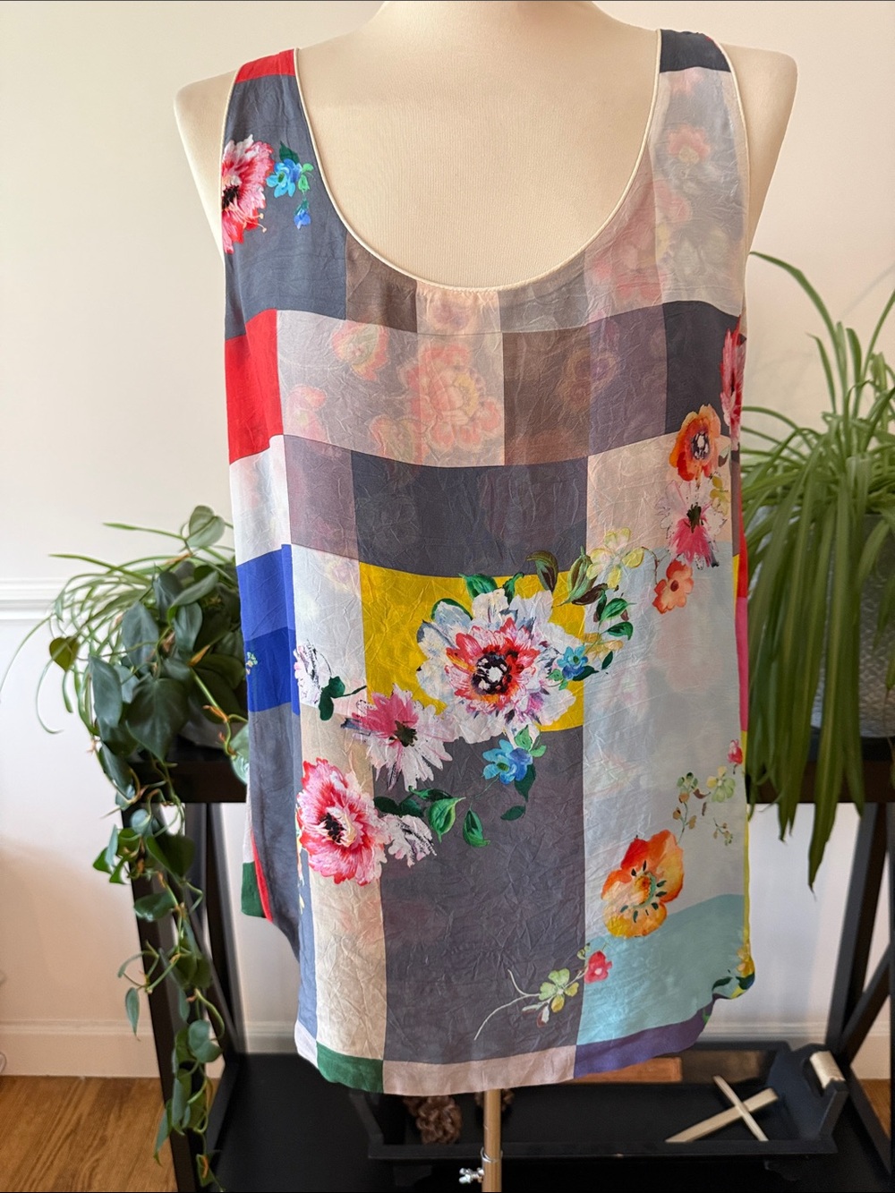 Johnny Was Reversible Block Mint Tank Top S
